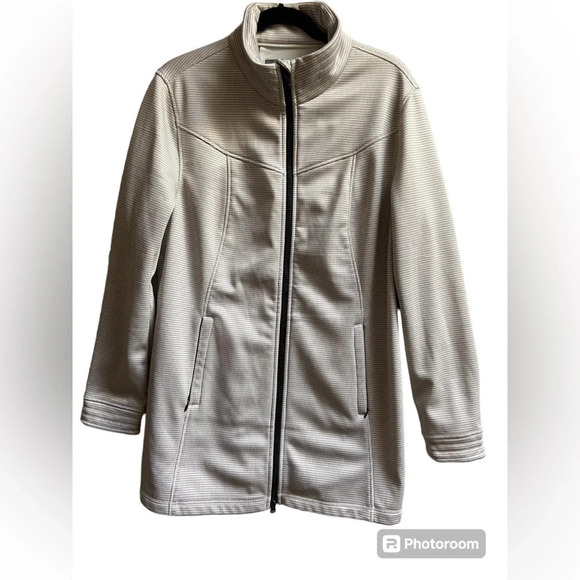 DENVER HAYES long line jacket off white trench jacket sz XL - Picture 1 of 8